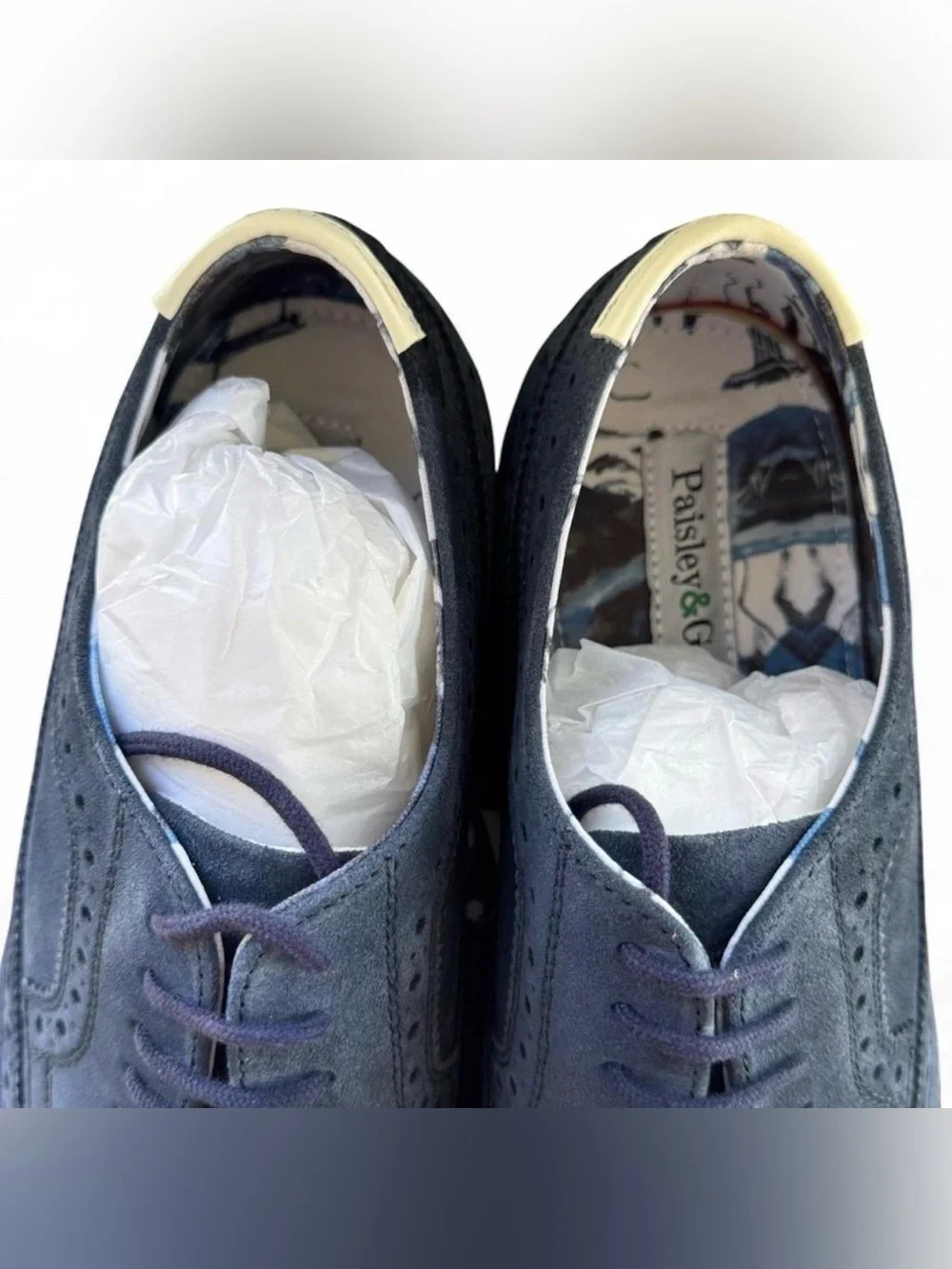 Paisley & Gray Telford Navy Suede Wingtip Oxfords Men's Dress Shoes Size 10.5